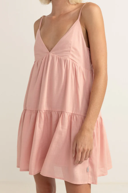 Classic Tiered Mini Dress Rose
