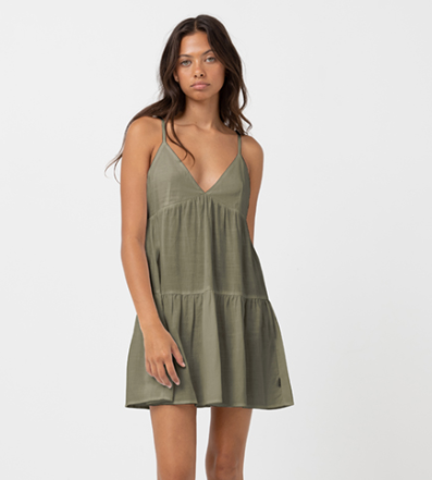 Classic Tiered Mini Dress Olive
