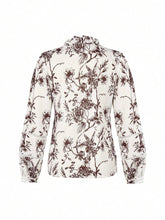Load image into Gallery viewer, Floral Ruffled Puff Sleeve Lace Detail Button Shirt
