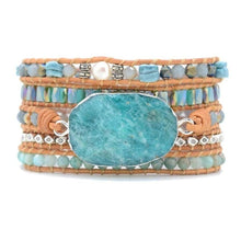 Load image into Gallery viewer, Natural Calming Amazonite Bead Wrap Bracelet, Boho Jewelry
