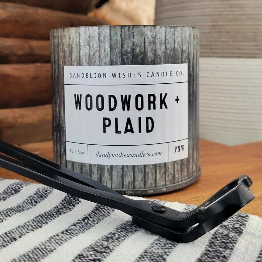 Woodwork & Plaid Candle