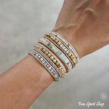 Load image into Gallery viewer, Natural Amazonite &amp; Jasper Stone Boho Wrap Bracelet
