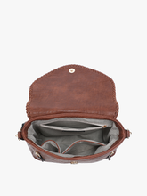 Load image into Gallery viewer, Lorelei Double Zip Whipstitch Trim Crossbody: Navy
