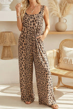 Load image into Gallery viewer, Leopard Print Square Neck Pleated Wide Leg Jumpsuit
