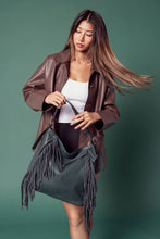 Load image into Gallery viewer, Sav Distressed Hobo w/ Fringe Detail: Taupe

