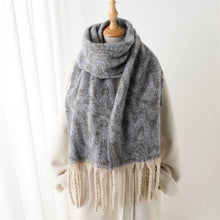 Load image into Gallery viewer, Geometric Colorblock Tassel Scarf
