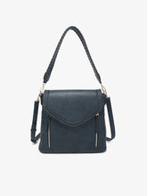 Load image into Gallery viewer, Lorelei Double Zip Whipstitch Trim Crossbody: Navy
