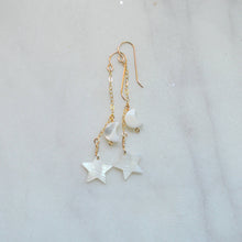Load image into Gallery viewer, Mother of Pearl Moon &amp; Star Earrings
