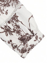 Load image into Gallery viewer, Floral Ruffled Puff Sleeve Lace Detail Button Shirt
