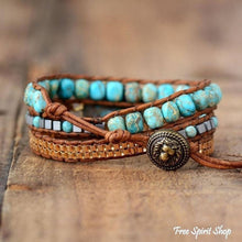 Load image into Gallery viewer, Handmade Turquoise Howlite Wrap Bracelet
