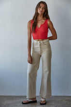 Load image into Gallery viewer, Henley Ribbed Modal Tank Red &amp; Black
