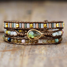 Load image into Gallery viewer, Labradorite Teardrop Bronze Wrap Bracelet
