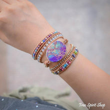 Load image into Gallery viewer, Handmade Purple &amp; Turquoise Jasper Wrap Bracelet
