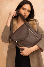 Load image into Gallery viewer, Lorelei Double Zip Whipstitch Trim Crossbody: Ivory
